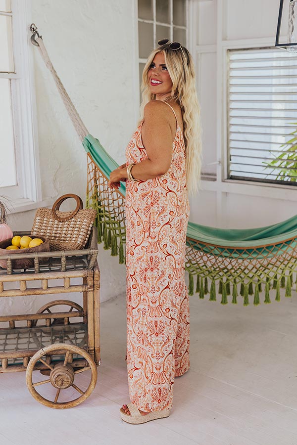 Casually Chic Paisley Jumpsuit in Orange Curves Image - 2