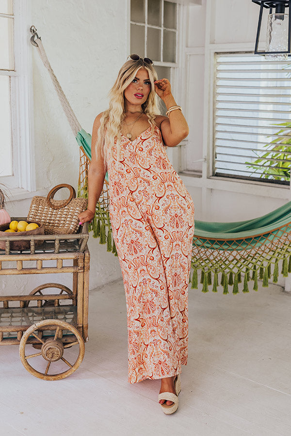 Casually Chic Paisley Jumpsuit in Orange Curves Image - 1