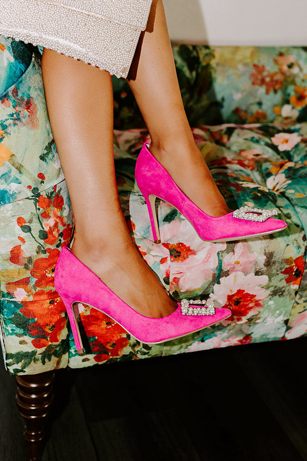 The Kiersten Faux Suede Heel in Hot Pink Image - 2