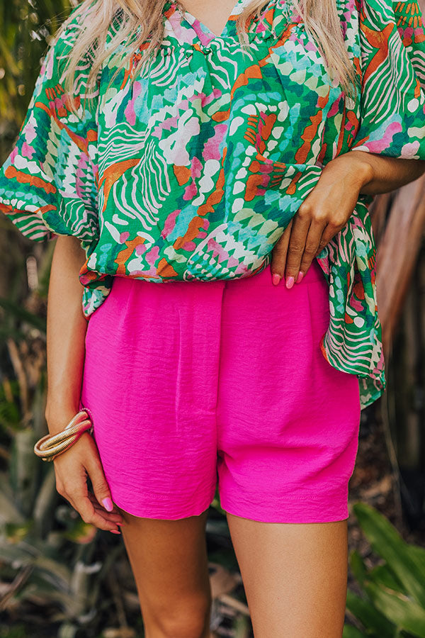 The Chloe High Waist Shorts In Hot Pink Image - 1