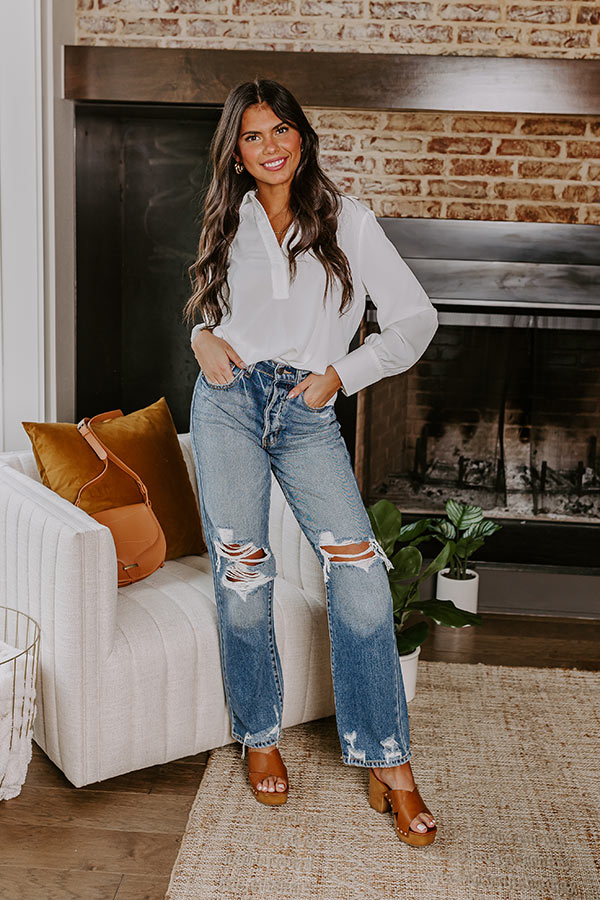 The Casey High Waist Distressed Straight Jean Image - 5