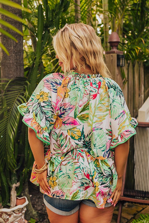 Tropical Treasures Shift Top in Ivory Curves Image - 3