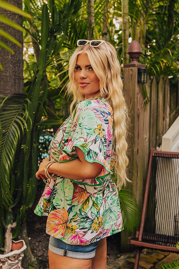 Tropical Treasures Shift Top in Ivory Curves Image - 2