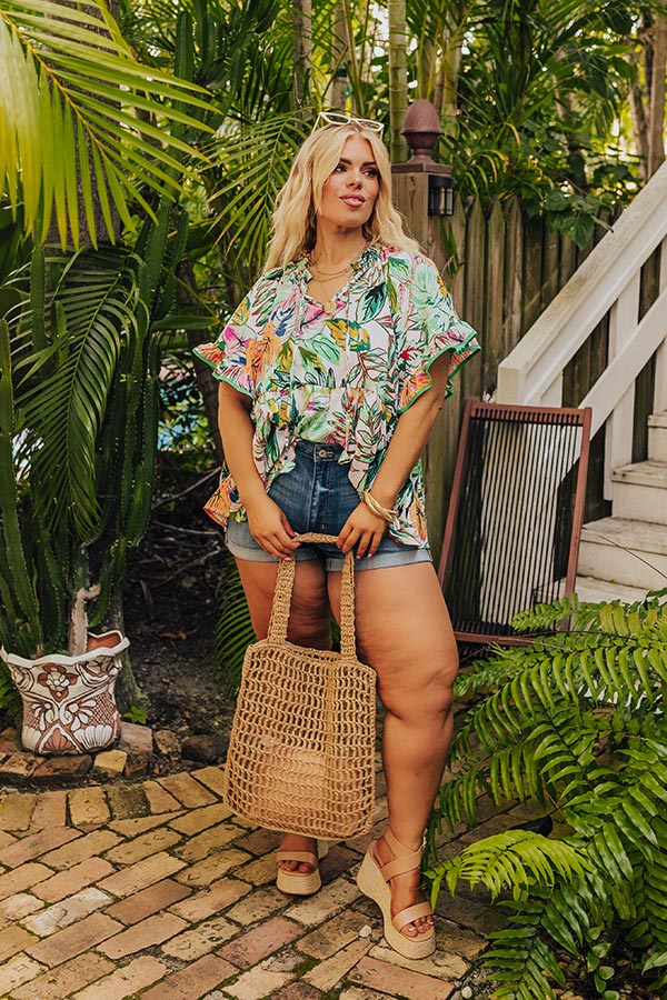 Tropical Treasures Shift Top in Ivory Curves Image - 5