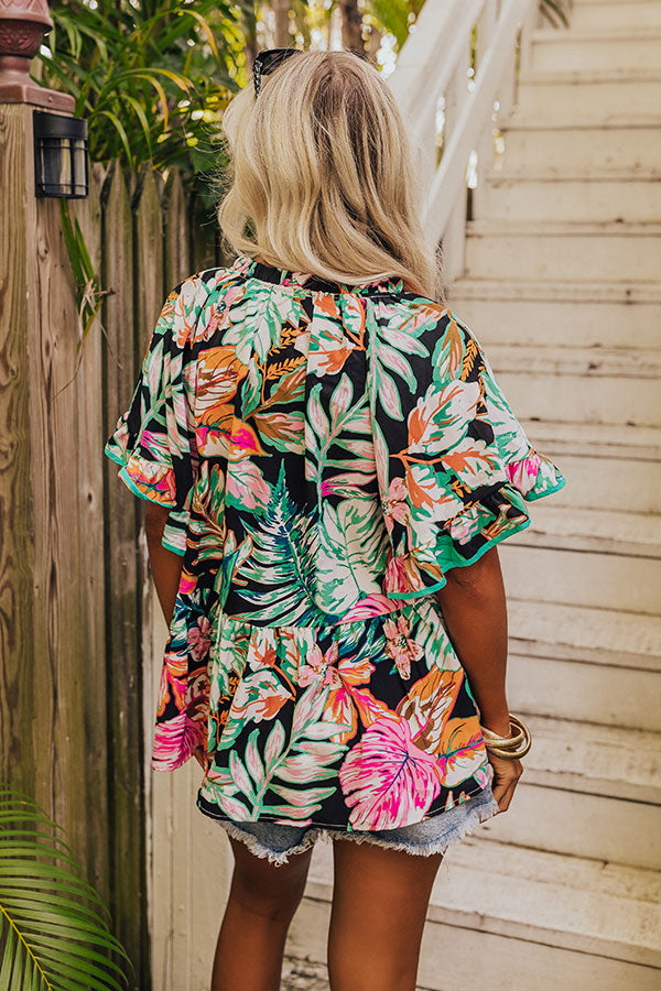 Tropical Treasures Shift Top in Black Image - 5