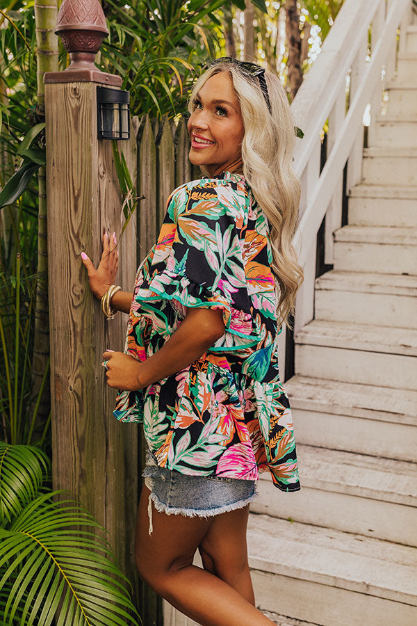 Tropical Treasures Shift Top in Black Image - 4