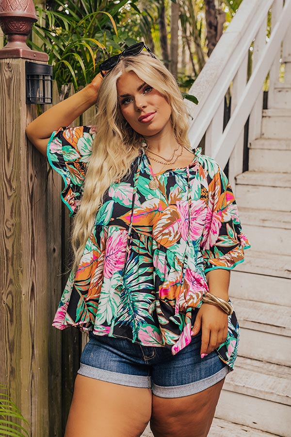 Tropical Treasures Shift Top in Black Curves Image - 2