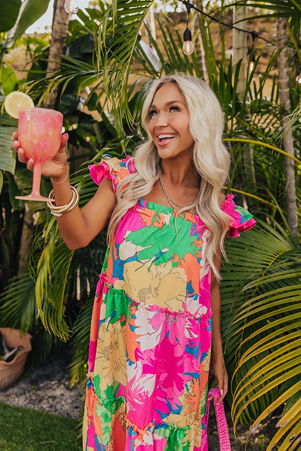 Coastal Dreams Floral Midi in Hot Pink Image - 2
