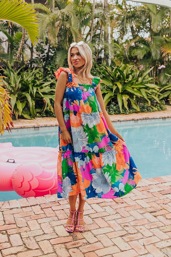 Coastal Dreams Floral Midi in Orange Image - 1