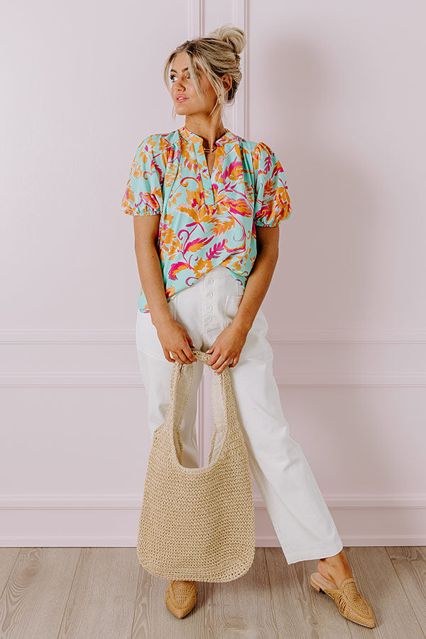 Springtime Happiness Floral Shift Top in Mint Image - 1