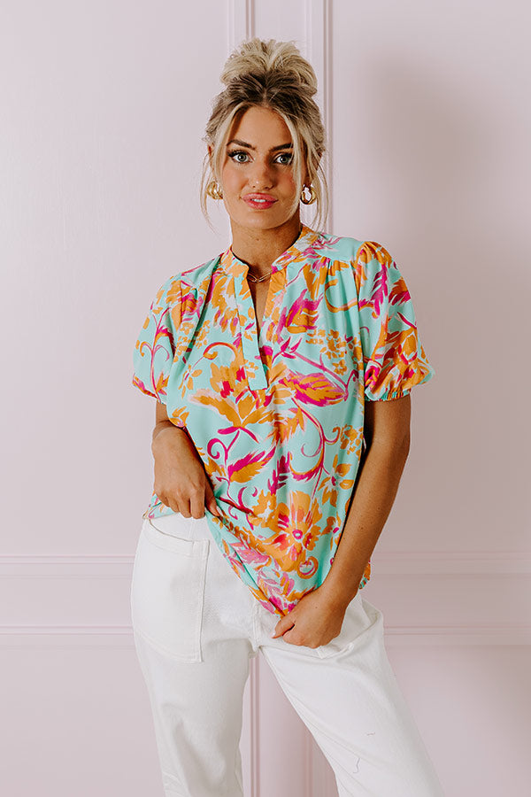 Springtime Happiness Floral Shift Top in Mint Image - 2
