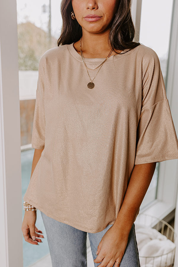 Subtle Shimmer Shift Top in Iced Latte Image - 2