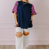 Mediterranean Cruise Embroidered Shift Top in Navy Curves Image - 1