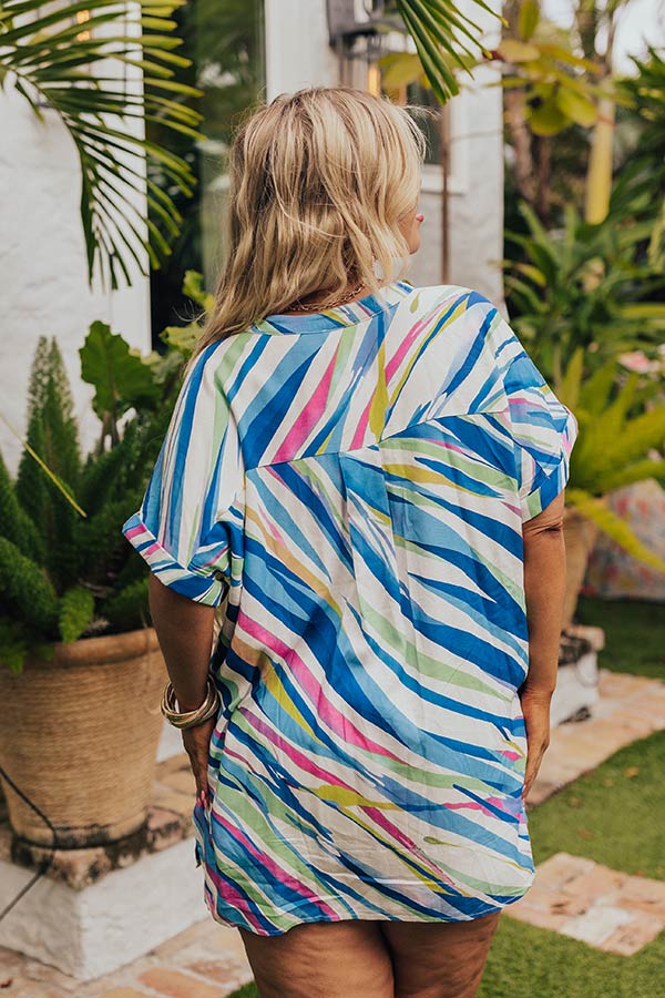 Sorbet Summer Shift Top in Blue Curves Image - 3