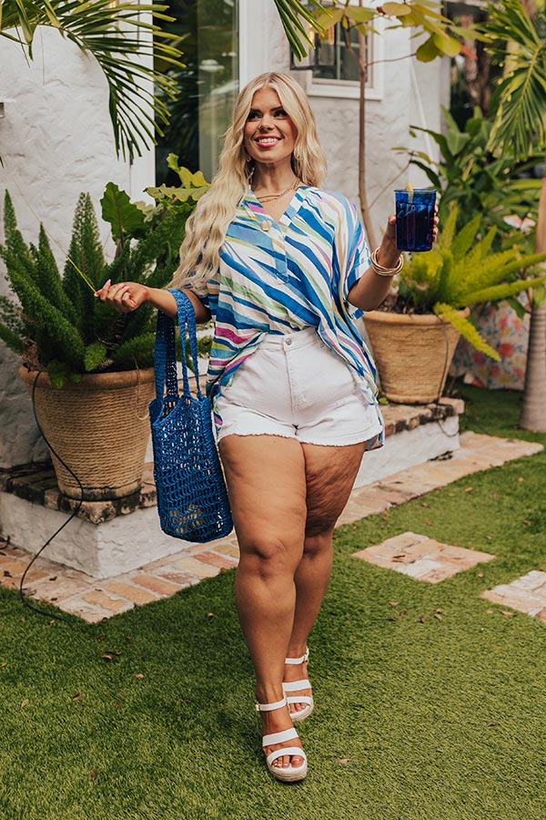 Sorbet Summer Shift Top in Blue Curves Image - 4