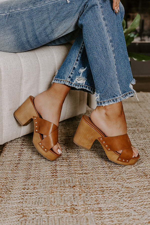 The Mellow Faux Leather Heel in Brown Image - 3