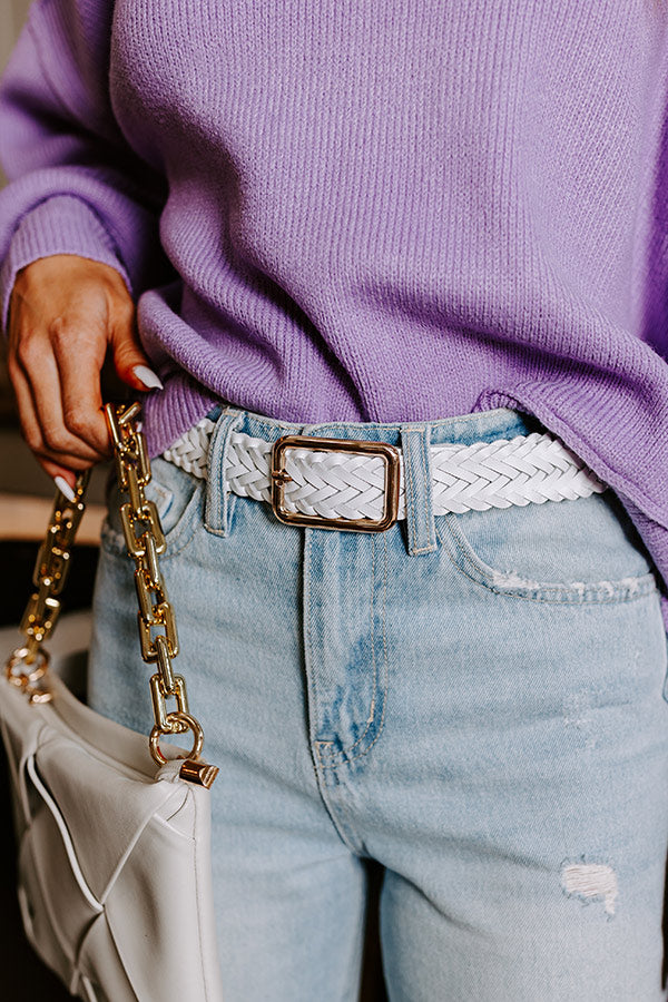 Oh So Chic Faux Leather Belt in White Image - 1