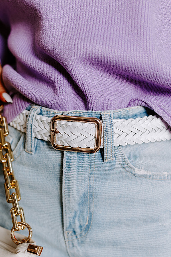 Oh So Chic Faux Leather Belt in White Image - 2