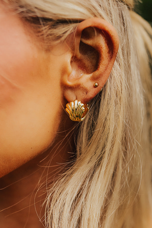 Seashells and Sand Castles Huggie Earrings Image - 2