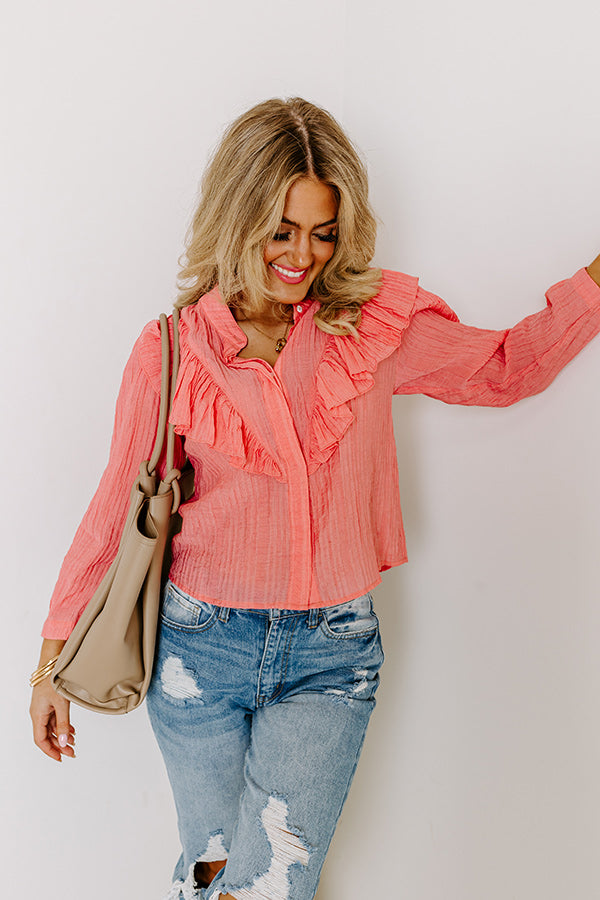 French Market Ruffle Top in Coral Image - 1