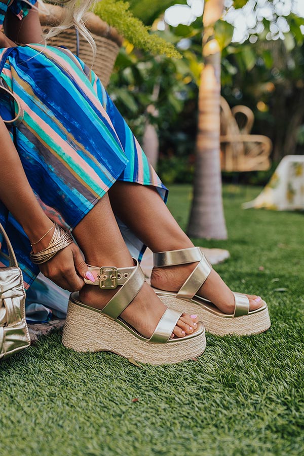 The Miranda Metallic Wedge in Gold Image - 2