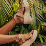 The Miranda Faux Leather Wedge in Tan Image - 1