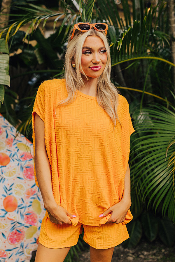 Maldives Escape Oversized Terry Top in Orange Image - 4