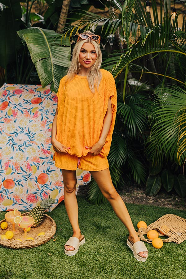 Maldives Escape Oversized Terry Top in Orange Image - 5