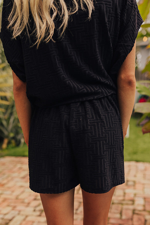 Maldives Escape Terry Shorts in Black Image - 5