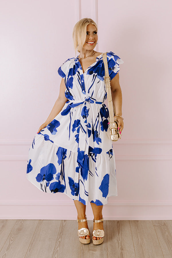 French Riviera Floral Midi in White Curves Image - 1