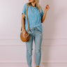 Back To Basics Mineral Wash Shift Top in Ocean Blue Image - 1