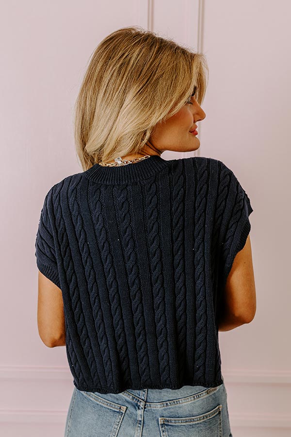 Meet Your Destiny Knit Top In Navy Image - 4