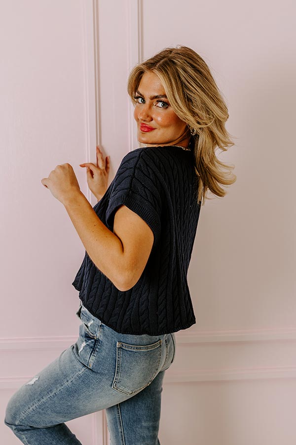 Meet Your Destiny Knit Top In Navy Image - 3
