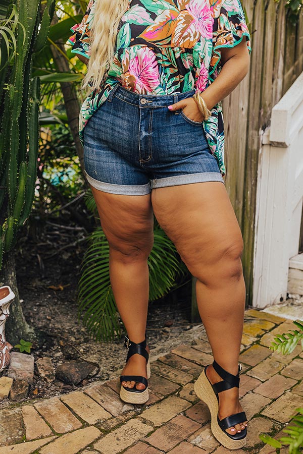 KanCan Taylor High Waist Shorts in Dark Wash Curves Image - 2