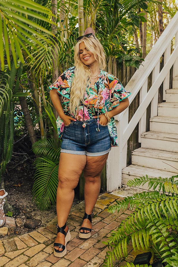 KanCan Taylor High Waist Shorts in Dark Wash Curves Image - 1