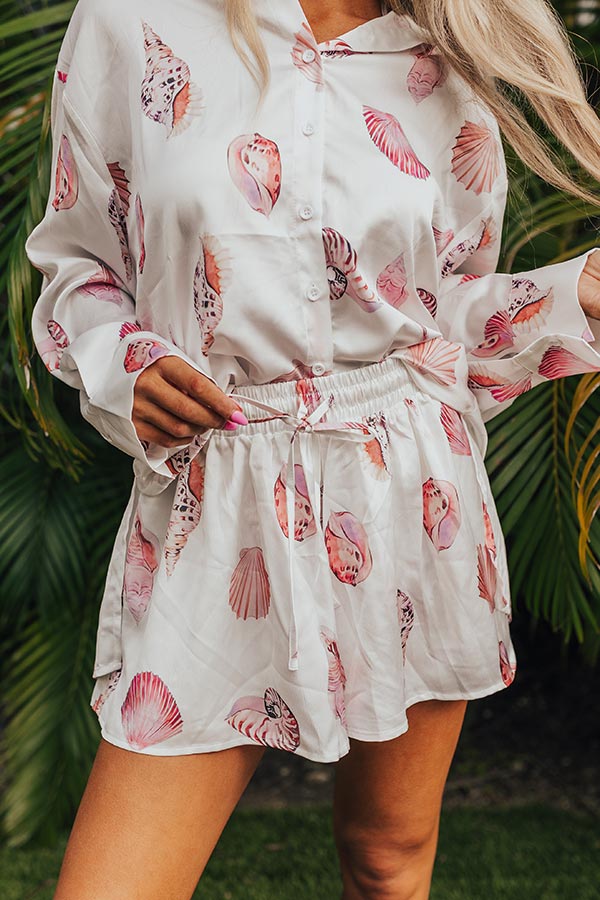 Seashell Splendor Satin Shorts Image - 1