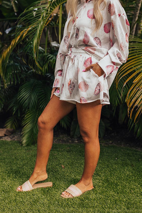 Seashell Splendor Satin Shorts Image - 3