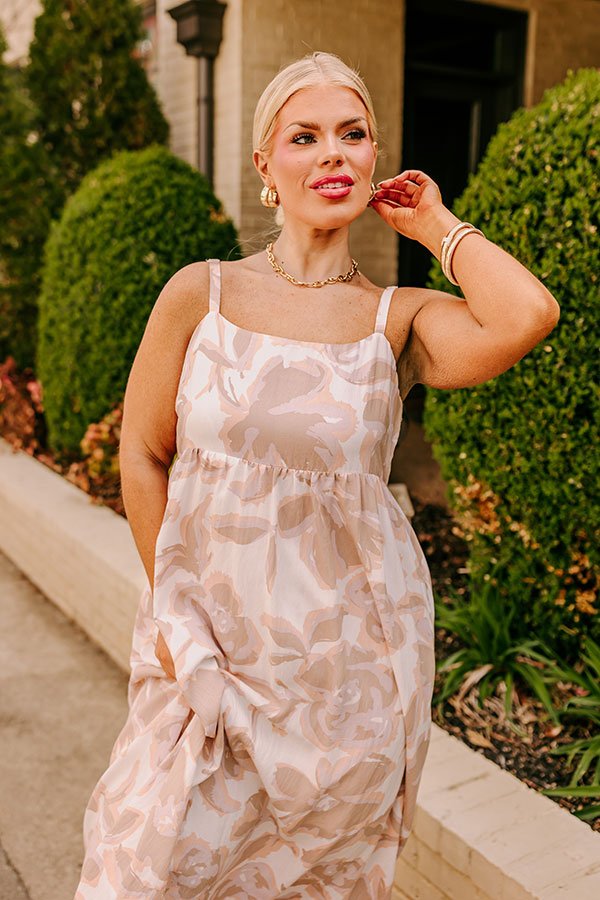 Tranquil Time Floral Midi in Mocha Curves Image - 1