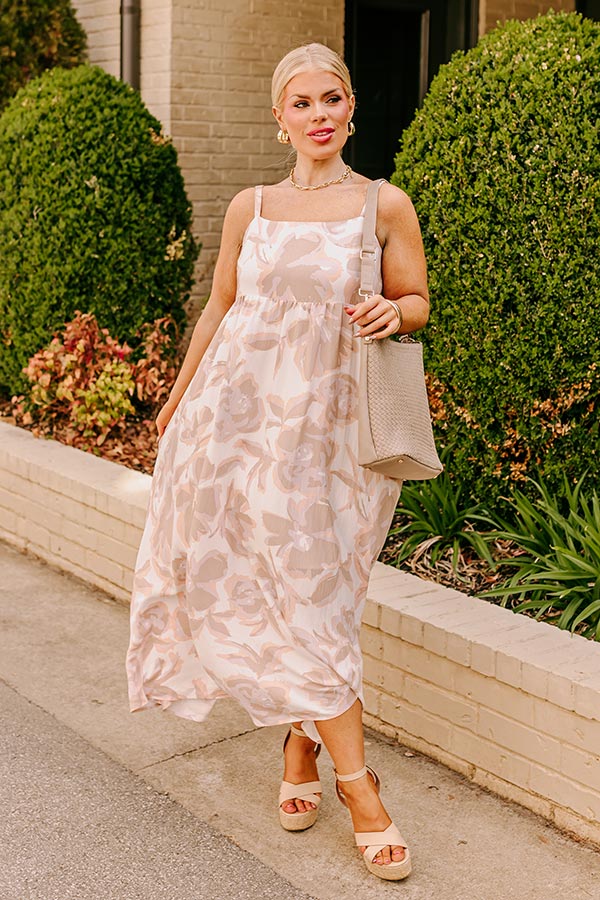Tranquil Time Floral Midi in Mocha Curves Image - 2