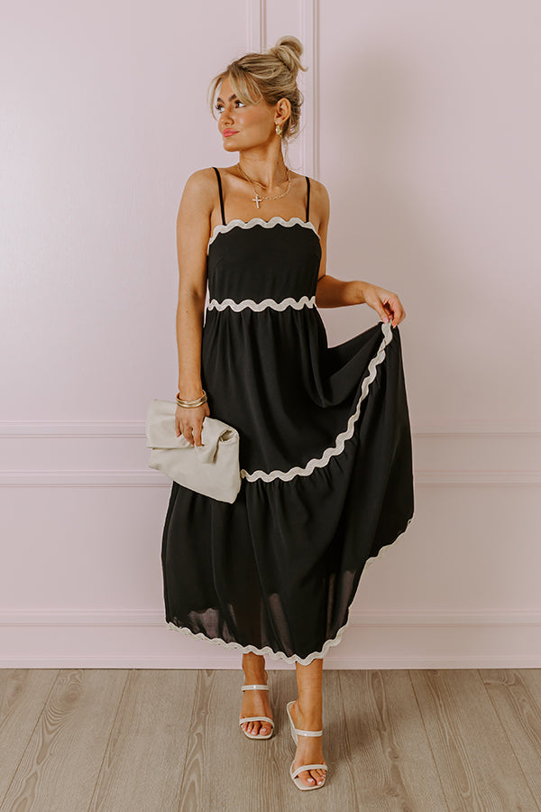Boho Bliss Scalloped Midi in Black Image - 1