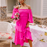 Toes In The Sand Smocked Midi In Hot Pink Image - 1
