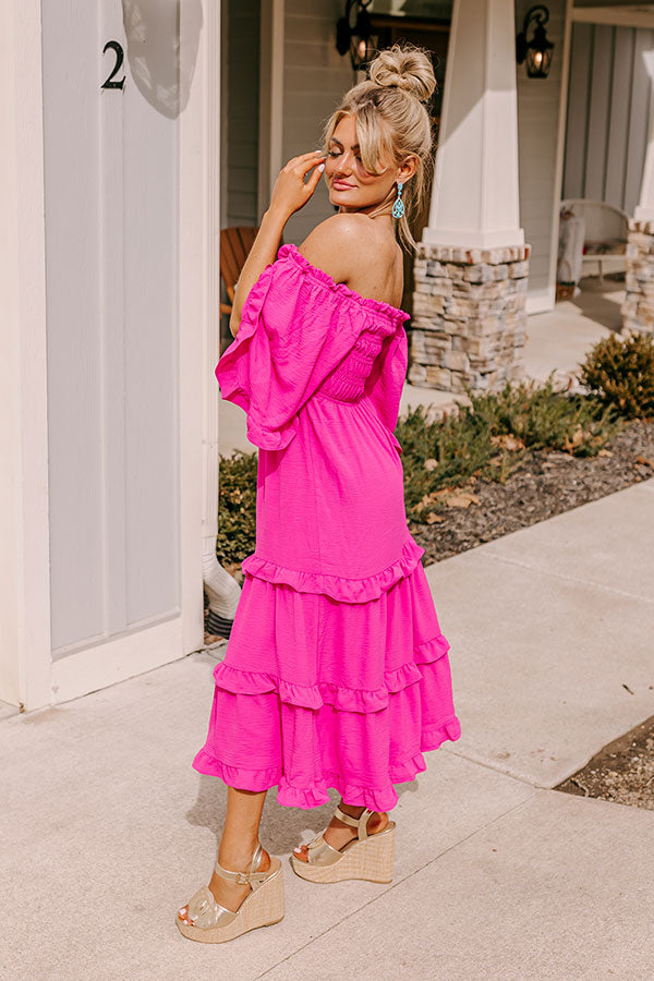 Toes In The Sand Smocked Midi In Hot Pink Image - 4