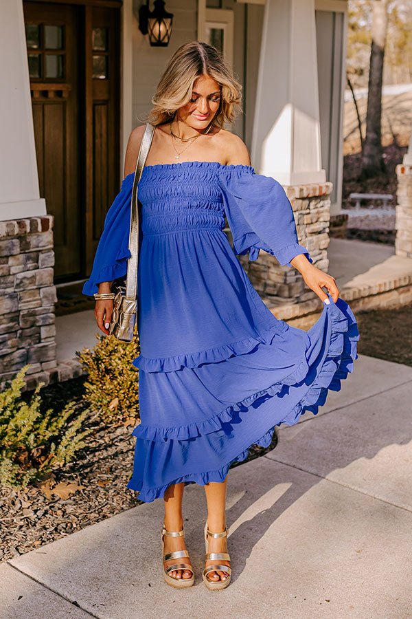 Toes In The Sand Smocked Midi In Royal Blue Image - 1