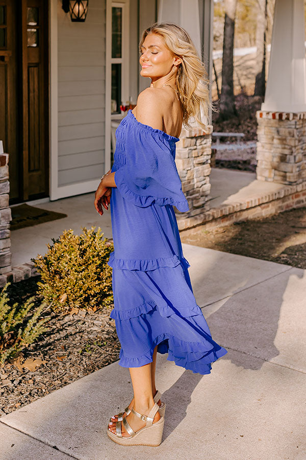 Toes In The Sand Smocked Midi In Royal Blue Image - 2