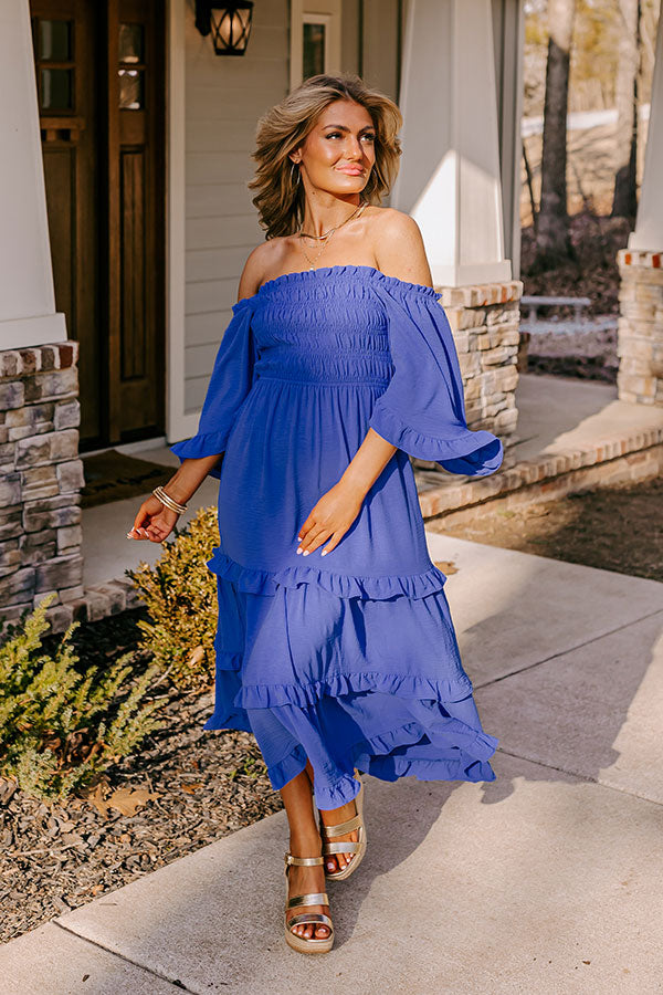 Toes In The Sand Smocked Midi In Royal Blue Image - 4