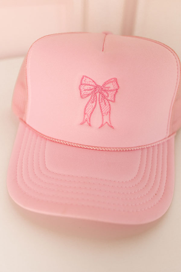 Coquette Crush Embroidered Trucker Hat In Pink Image - 4