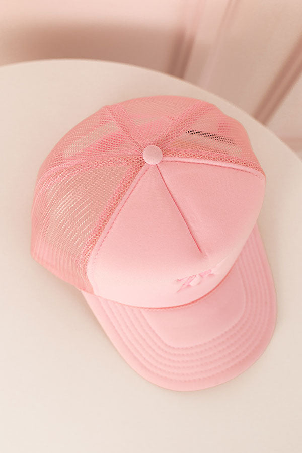 Coquette Crush Embroidered Trucker Hat In Pink Image - 5