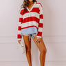 Stripe This Way Top In Red Image - 1