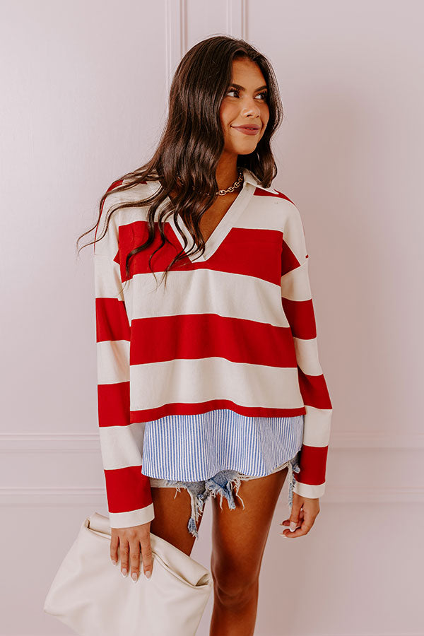 Stripe This Way Top In Red Image - 2