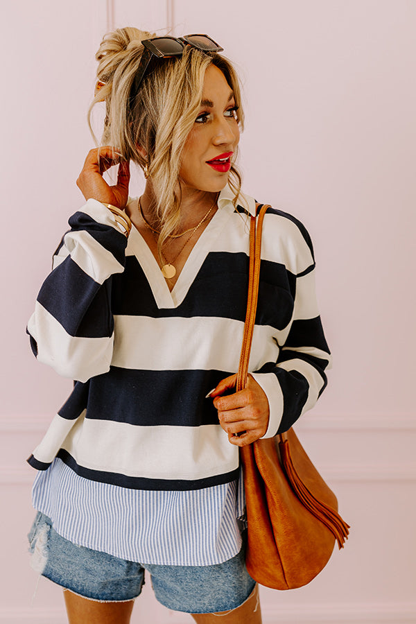 Stripe This Way Top In Navy Image - 2